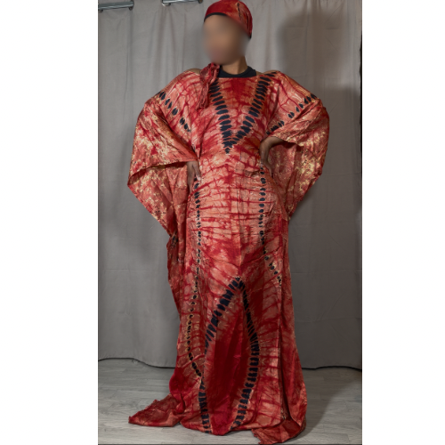 Robe boubou rouge + petit bandana à attacher