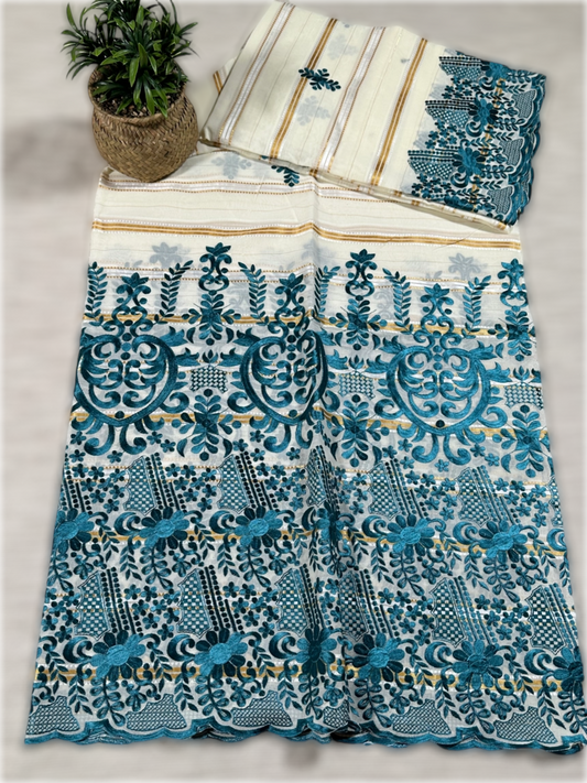 Salouva blanc avec motif bleu