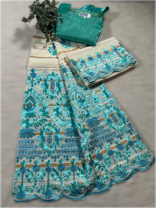 Salouva blanc avec motifs bleu (avec Pena)