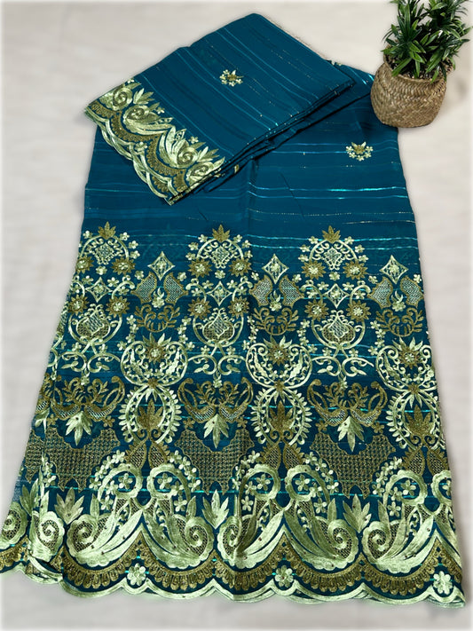 Salouva bleu avec motif vert avec Pena