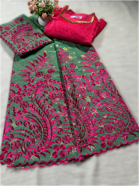 Salouva vert avec motifs rose (avec Pena)