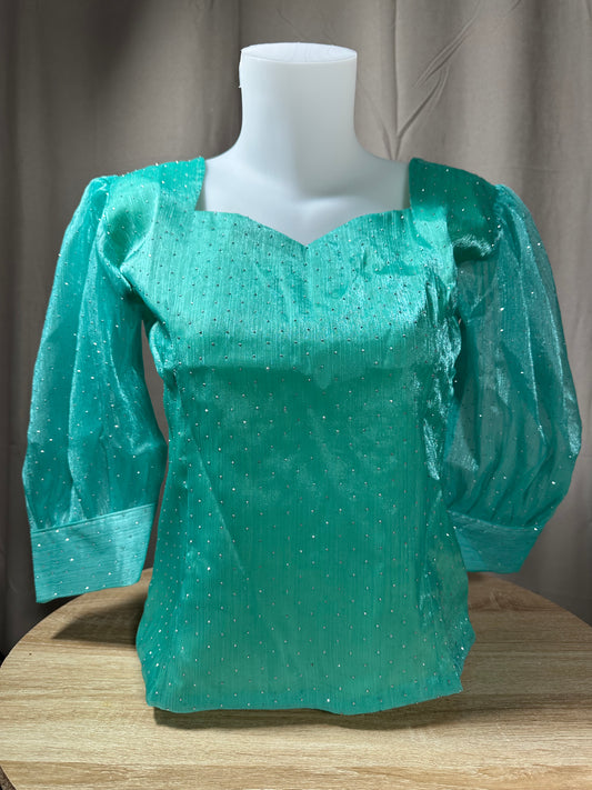 Body organza bleu