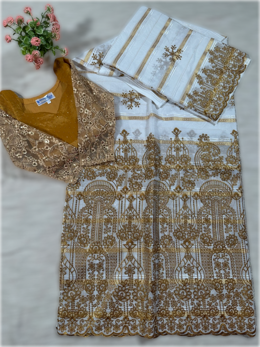 Salouva blanc avec motif doré
