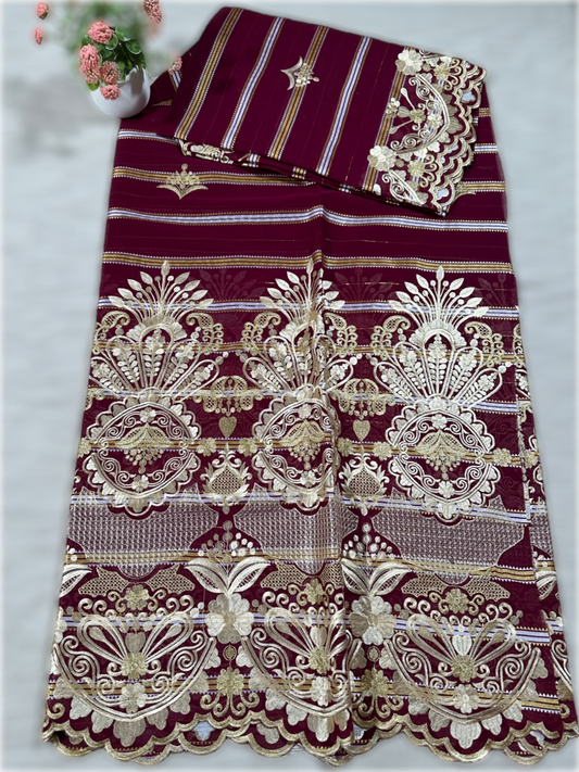 Salouva rouge bordeaux avec motif beige