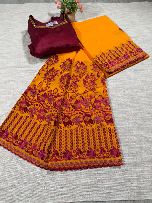 Salouva orange + motif rouge bordeaux (avec Pena)