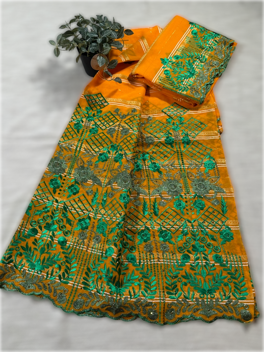 Salouva jaune orangé avec motifs vert (avec Pena)