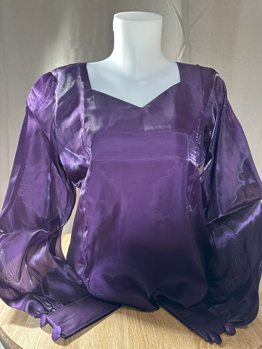 Body violet organza (manches longues)