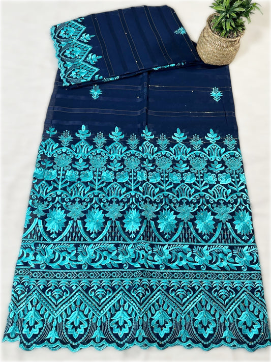 Salouva bleu foncé avec motif bleu clair avec Pena