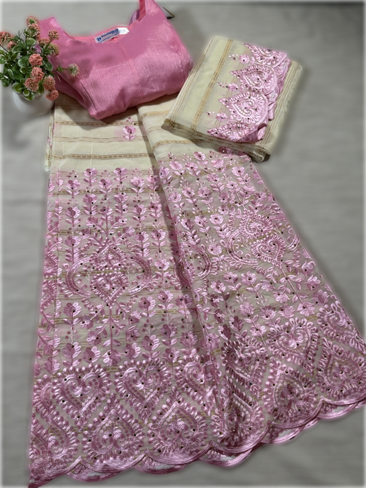 Salouva blanc cassé avec motifs rose (avec Pena)