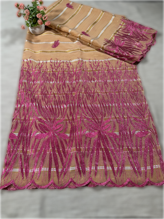 Salouva beige foncé avec motif rose