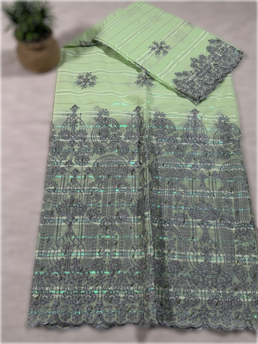 Salouva vert menthe avec motif gris/violet clair (avec Pena )