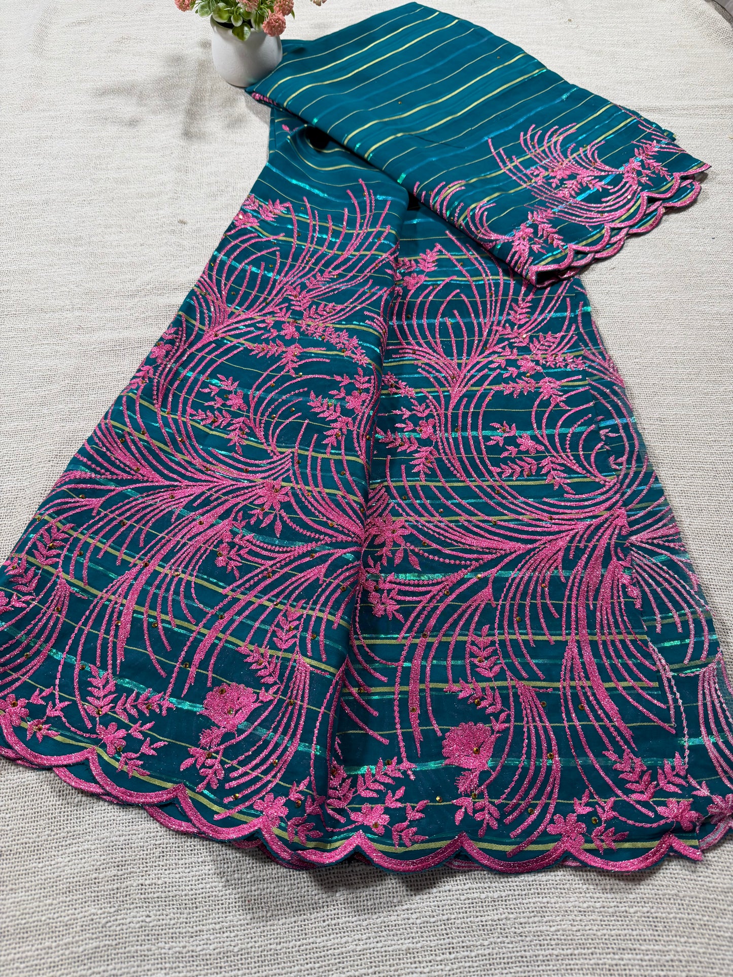 Salouva turquoise + motif rose (avec Pena)