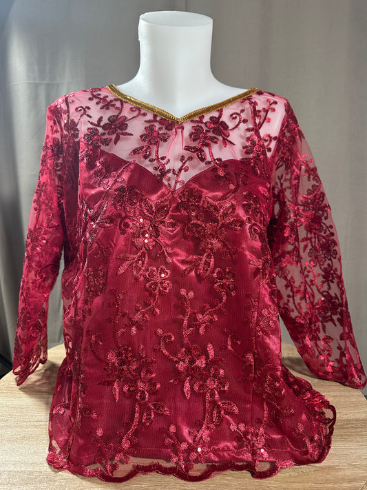 Body dentelle couleur framboise