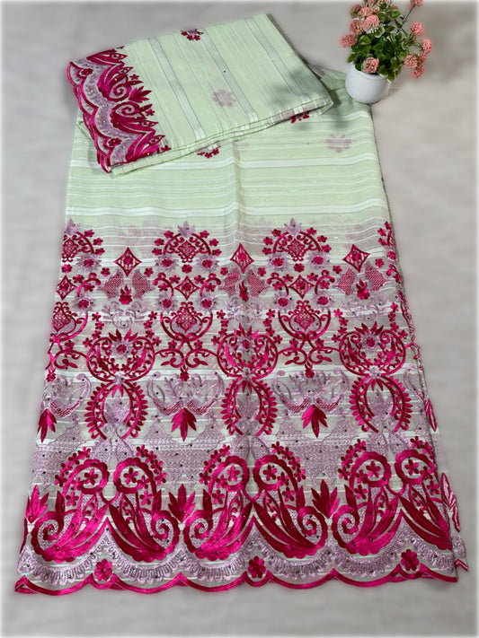 Salouva vert menthe avec motif rose clair et fuschia (avec Pena)