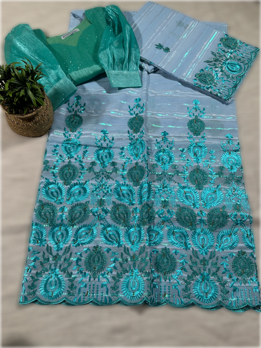 Salouva bleu avec motif bleu (avec Pena)