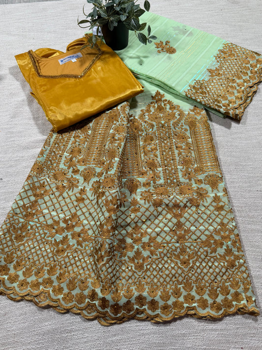 Salouva vert menthe + motif doré (avec Pena)