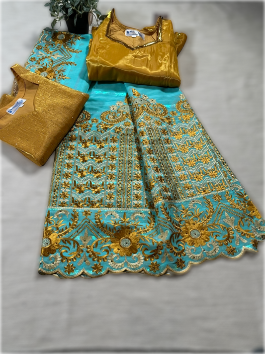 Salouva bleu avec motifs doré (avec Pena)