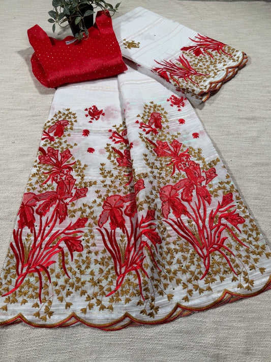 Salouva blanc + motif rouge (avec pena)