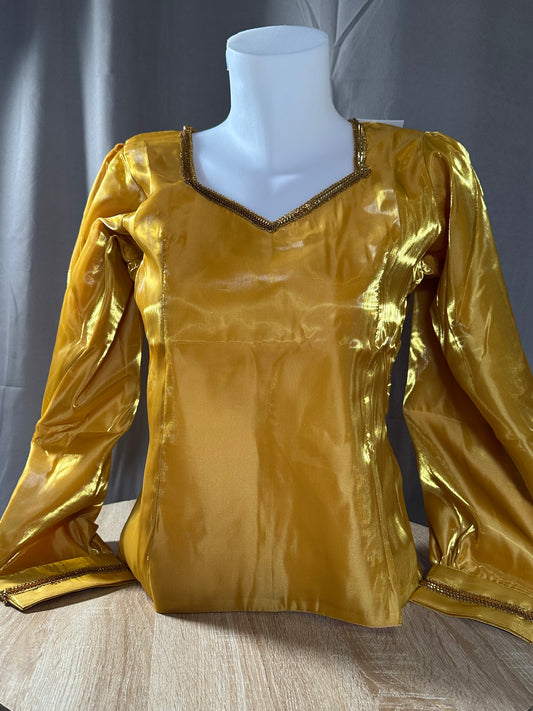 Body doré |effet satin |manches longues