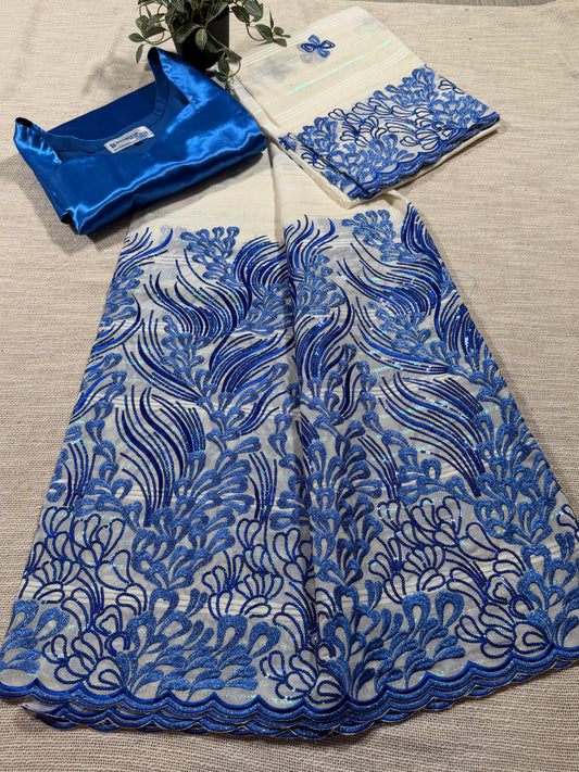 Salouva blanc + motifs bleu (Sequin)