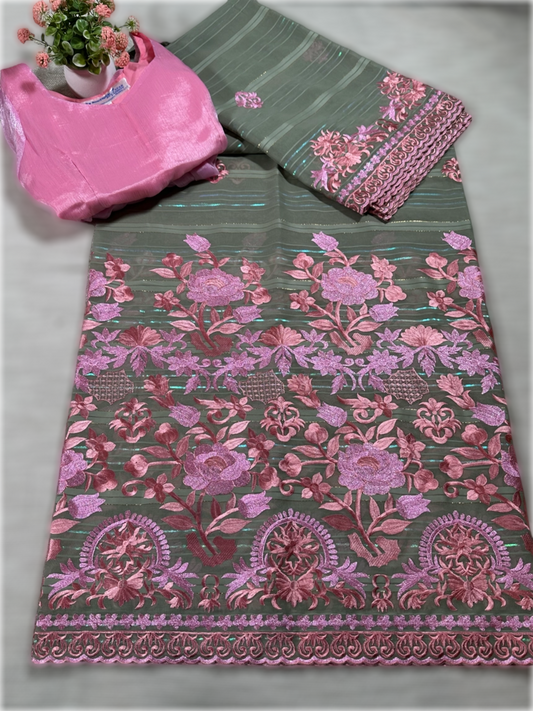 Salouva gris avec motif rose