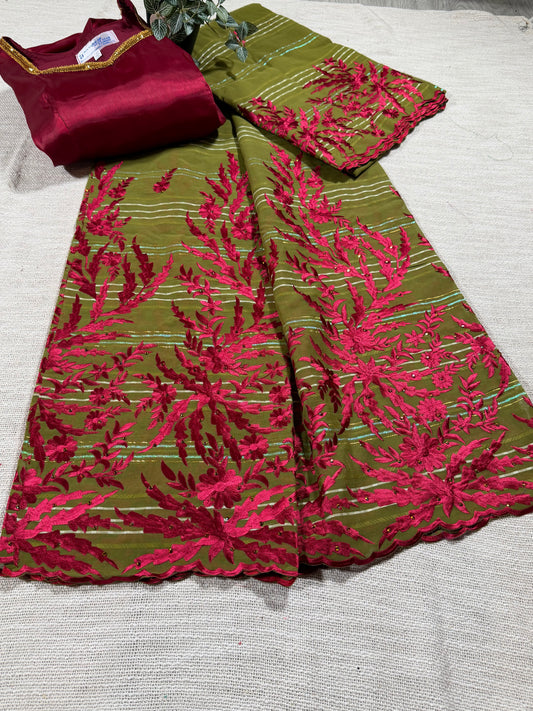 Salouva vert + motif rouge bordeaux (Avec Pena)