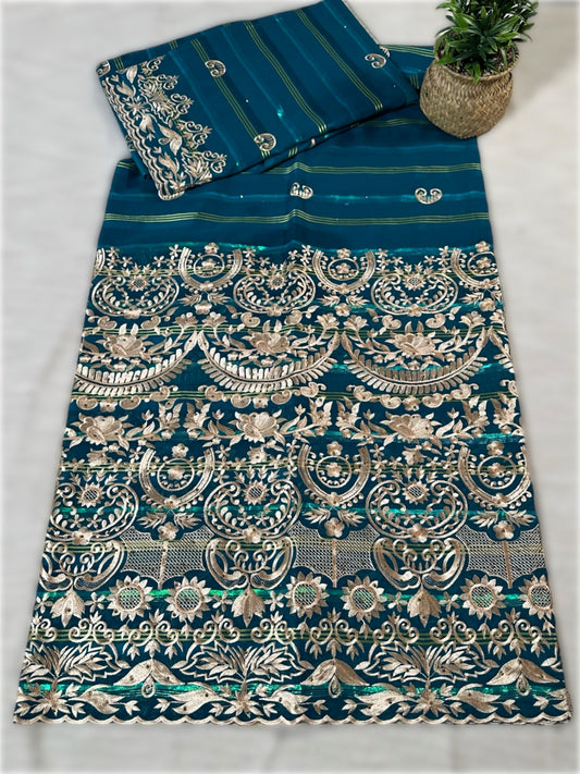 Salouva bleu avec motif beige avec Pena