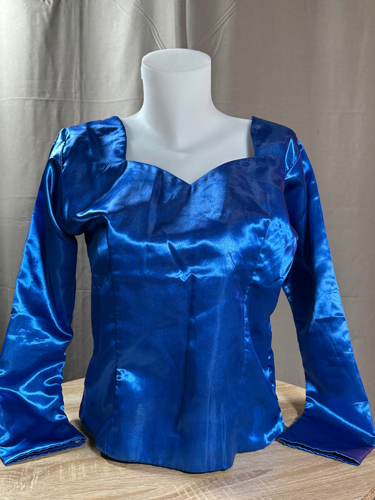 Body satin bleu manches longues convient à une taille S (les manches ne sont pas larges)