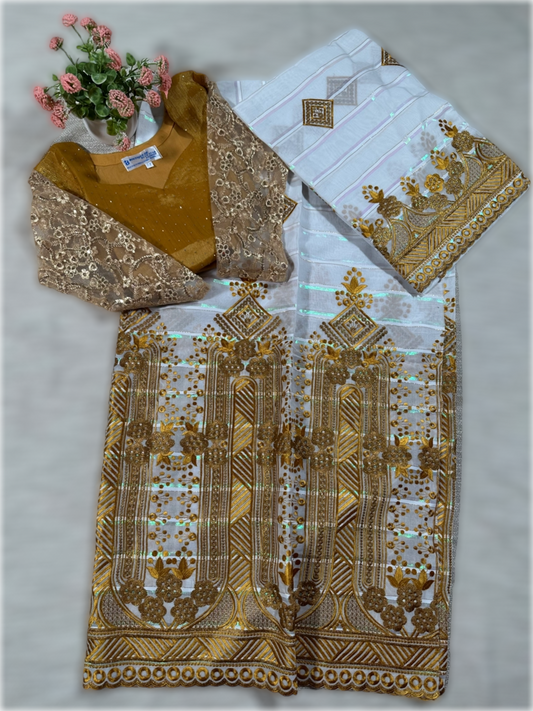 Salouva blanc avec motif doré