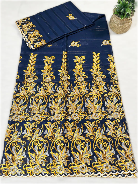 Salouva bleu foncé avec motif jaune d’or avec Pena