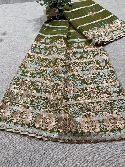 Salouva vert + motifs beige & gris (avec Pena)