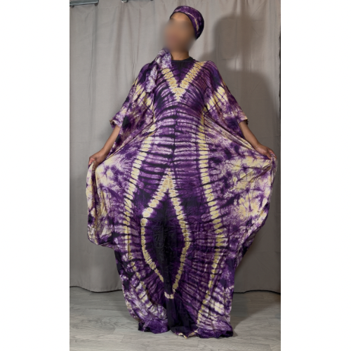 Robe boubou violet + petit bandana à attacher