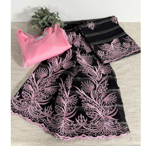 Salouva noir + motifs rose (Avec Pena)